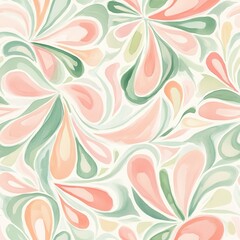 Serene watercolor doodle with soft colors showcasing abstract floral shapes and gentle swirls in an artistic pattern
