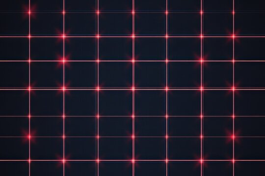 Abstract grid with red glowing nodes.