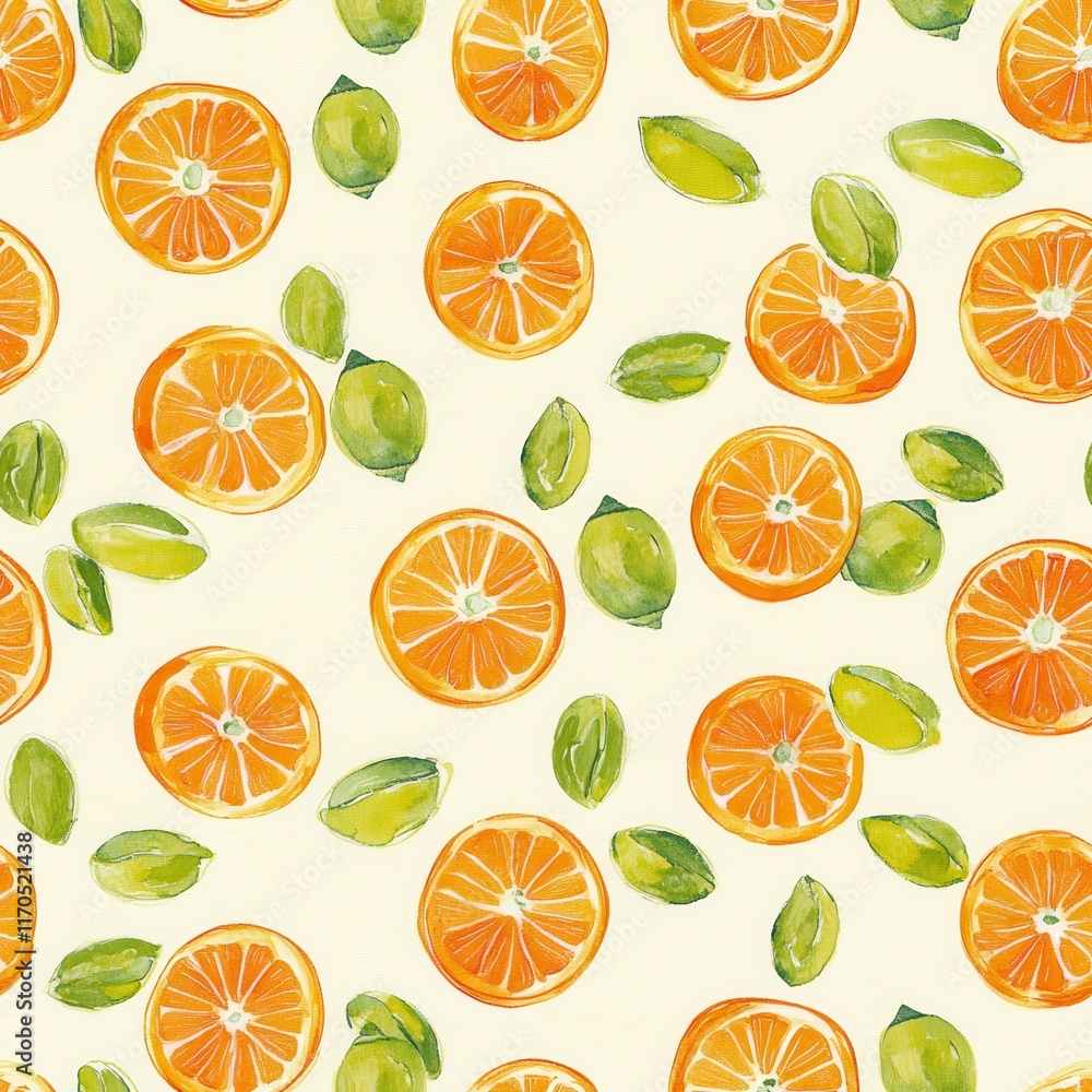 Poster vibrant watercolor doodles of citrus fruits create a cheerful and soothing atmosphere in a bright pa