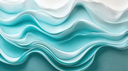Fototapeta premium Abstract Teal and White Paper Wave Design