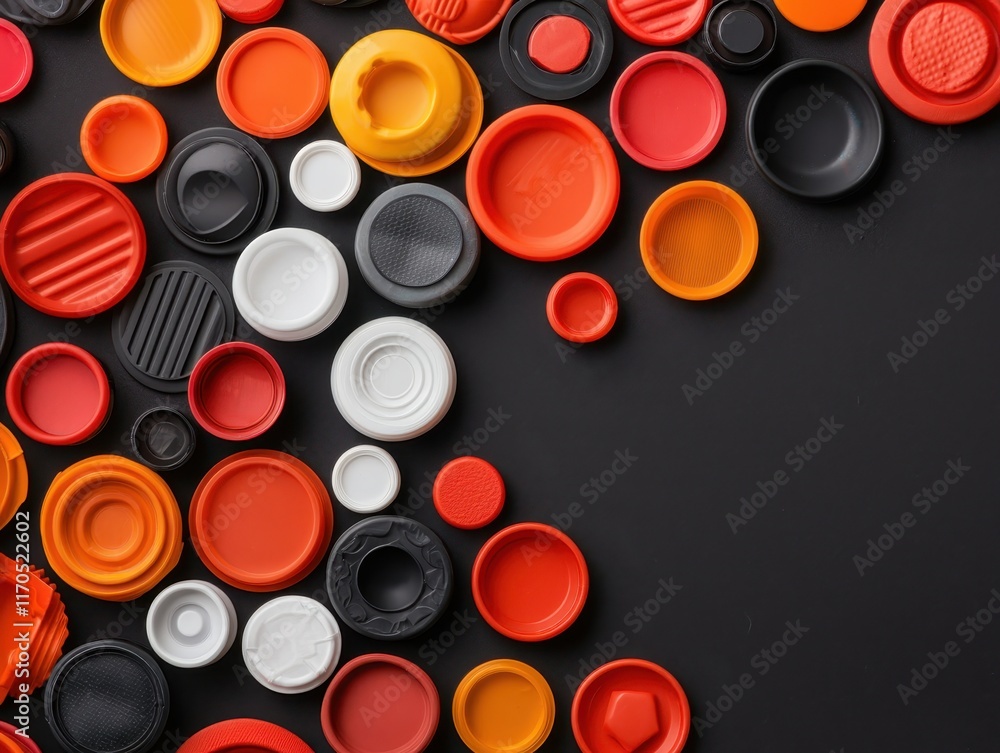 Poster environmental engineering waste management ecosystem concept. a colorful arrangement of circular lid