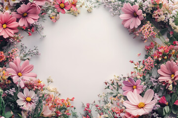 Obraz premium Elegant wedding invitation card background vector. Minimal hand painted botanical flowers texture template background. Design for wedding, vip cover, poster, rsvp moderncard.Valentine's Day