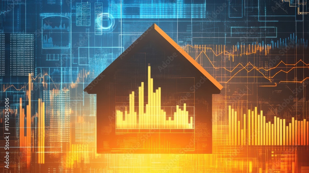 Poster professional design showcasing property analysis with data visualizations and market trends in a mod