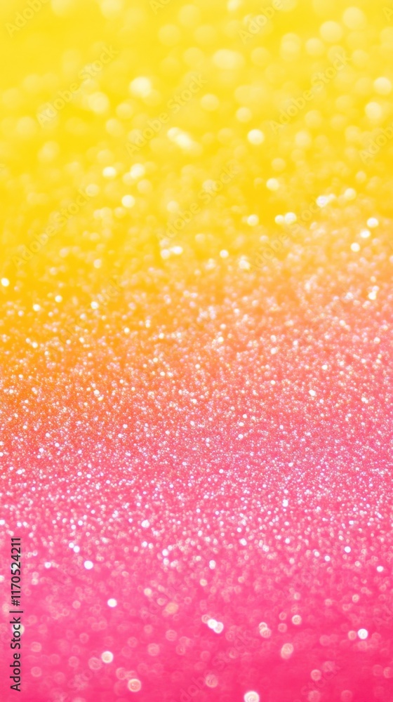 Poster playful gradient background blending yellow, pink, and orange with sparkling effects creating a vibr