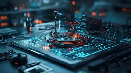 Quantum powered experiments recreating Newton s groundbreaking work on gravity showcased through captivating futuristic holographic visuals and digital artwork