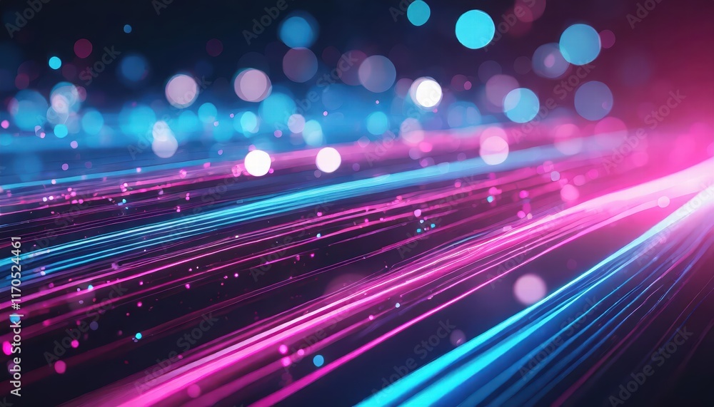 Aufkleber vibrant abstract background with pink and blue glowing neon lines and bokeh lights a stunning visual