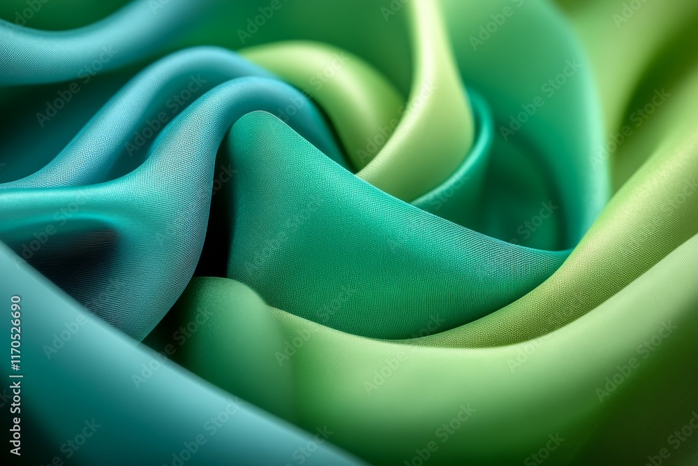 Poster Smooth, overlapping waves in soft blue and green tones form a serene and calming pattern, perfect for minimalistic backgrounds or design projects