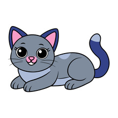 Adorable 2D Cute Cat Lying Down and Looking at the Camera 