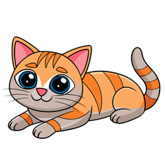 Adorable 2D Cute Cat Lying Down and Looking at the Camera 