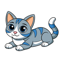 Adorable 2D Cute Cat Lying Down and Looking at the Camera 