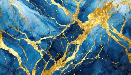 Abstract Blue Marble Texture with Gold Splashes Luxurious Background Design for Elegant Branding, Art Projects, and HighEnd Marketing Materials