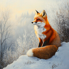 red fox in snow