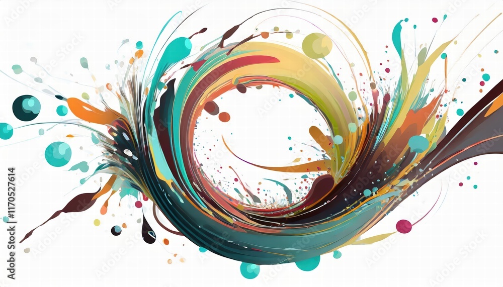 Poster abstract circle liquid motion flow explosion a vibrant display of curved wave patterns and colorful 