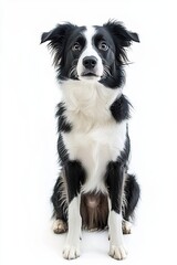 Funny dog standing on its hind legs, isolated on a white background.