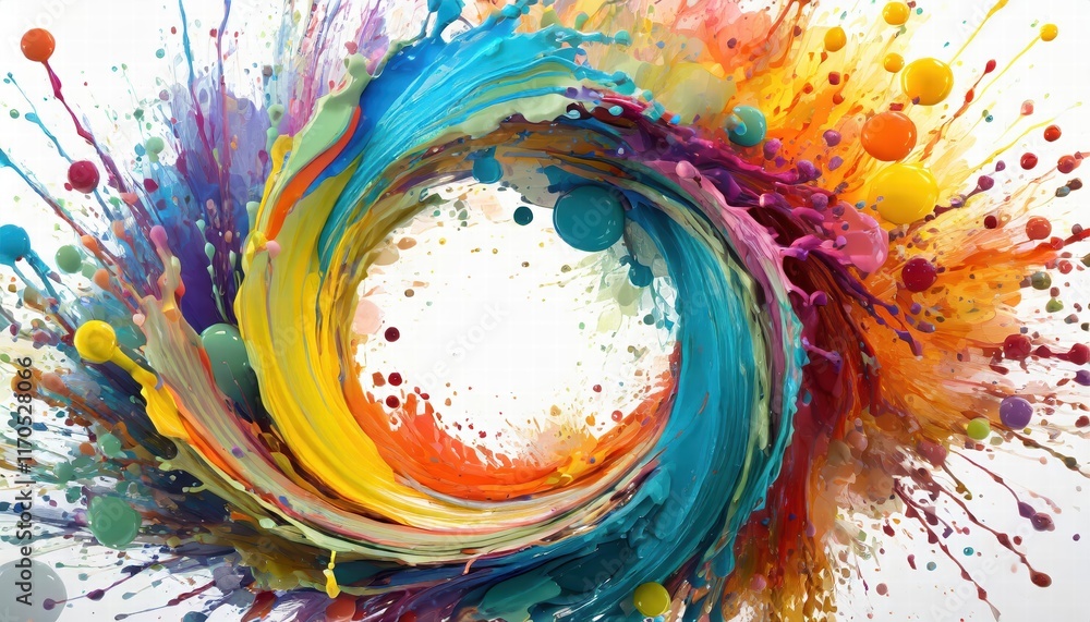 Poster abstract circle liquid motion flow explosion a vibrant display of curved waves and colorful patterns