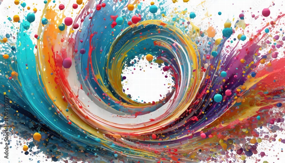 Poster abstract circle liquid motion flow explosion a vivid display of curved wave patterns with colorful p