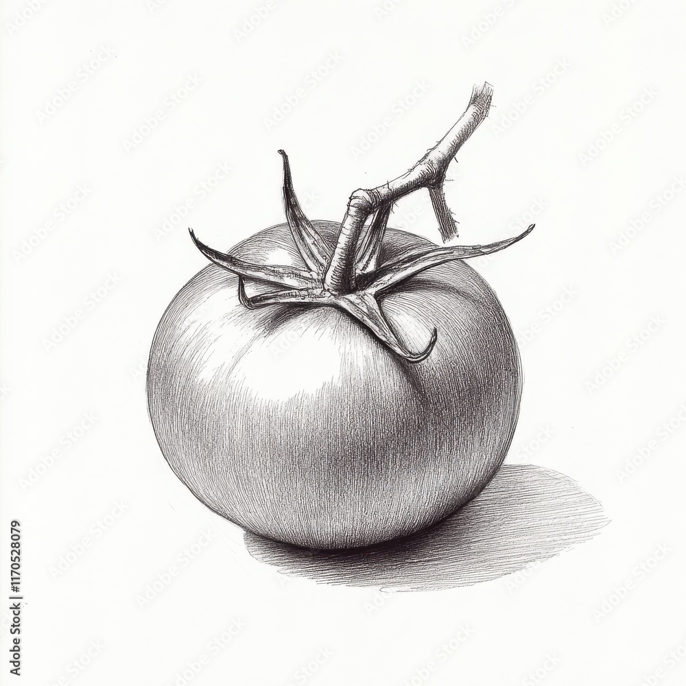 Poster fresh tomato with vine sketched in intricate detail captures the essence of nature's bounty in a sim