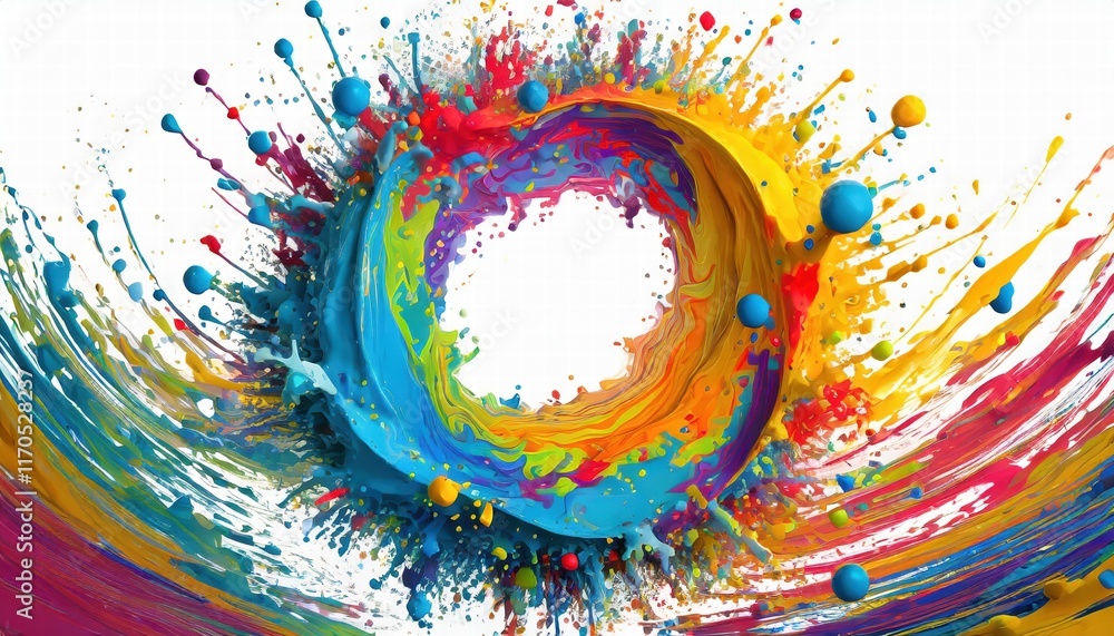 Poster abstract circle liquid motion flow explosion a vibrant display of curved waves and colorful patterns