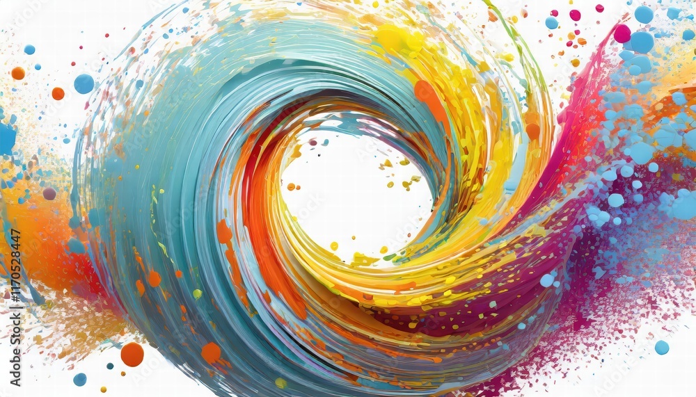 Aufkleber abstract circle liquid motion flow explosion a vibrant curved wave pattern with paint drops capturin