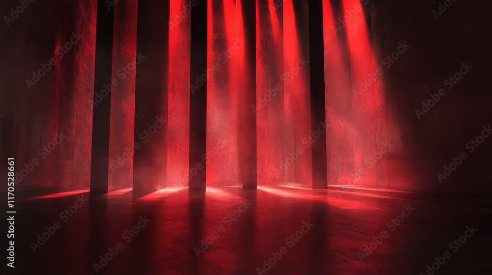 Aufkleber dramatic interplay of red and black light creates a mysterious atmosphere in an abstract space