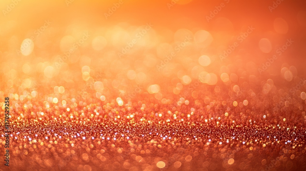 Poster beautiful abstract background of sparkling glitter with bokeh effect in warm orange and gold tones c
