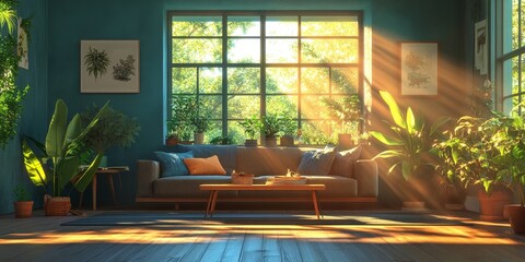 A bright and airy living room featuring sleek furniture and large windows for a contemporary and comfortable vibe.