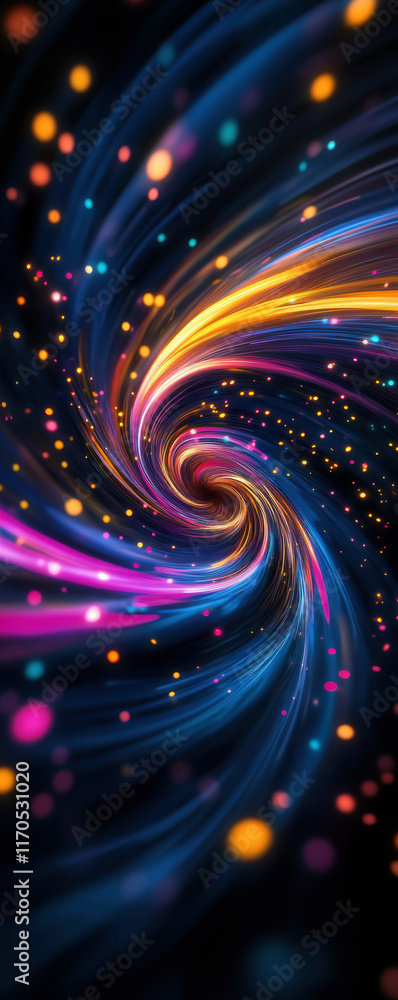 Poster experience a mesmerizing swirl of colorful lights in this dynamic vortex, blending hues of blue, pin