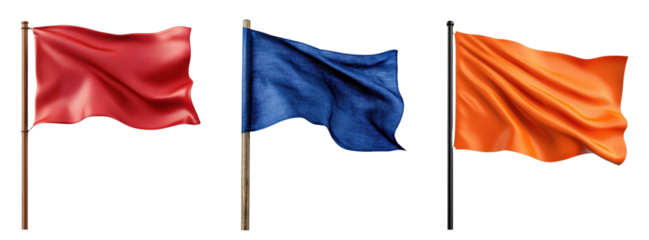 Collection of waving flags in vibrant colors