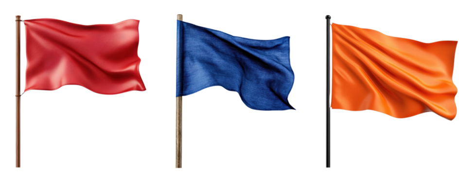 Collection of waving flags in vibrant colors