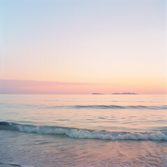 Fototapeta premium Pastel sky and sea Beach film camera