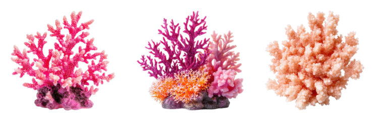 Vibrant coral reef formations in various colors