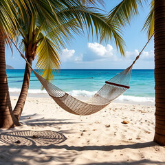 Metallic structure on beach against blue sky.