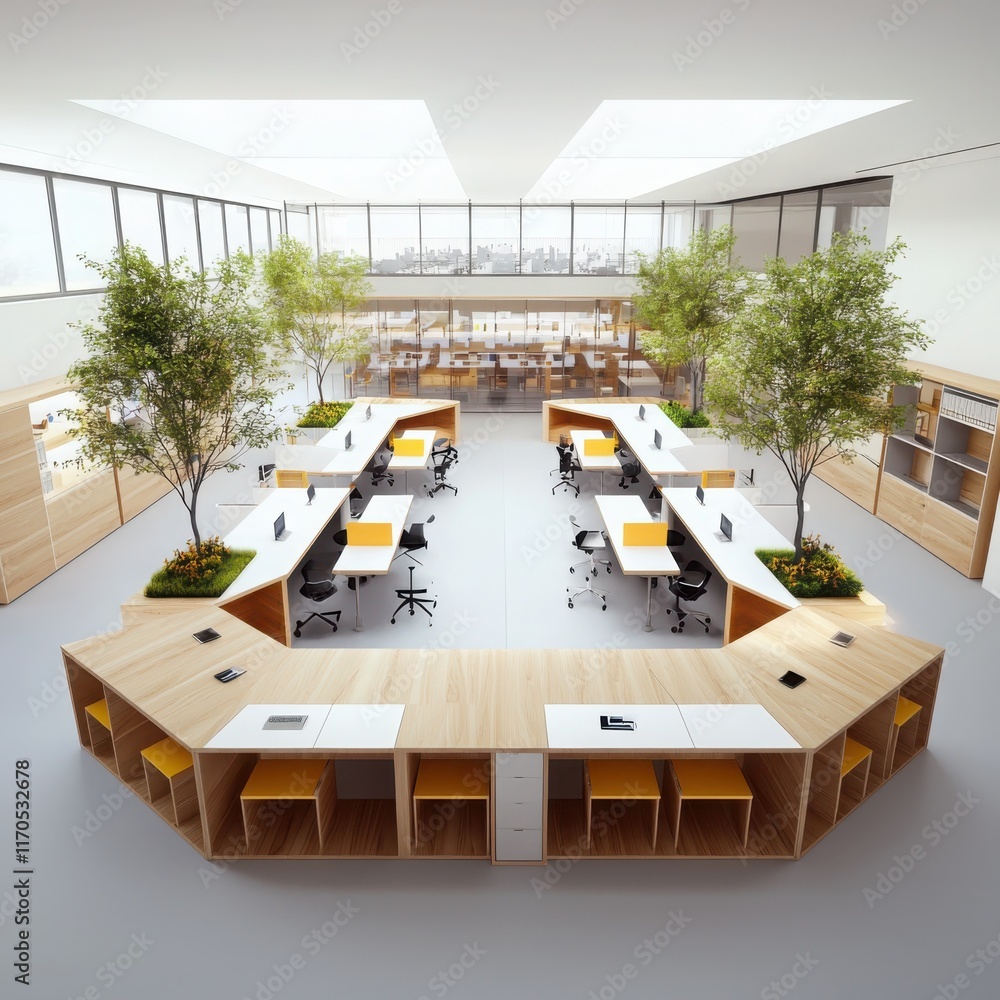 Poster innovative classroom design featuring middle circle and outer square setup modern educational space 