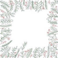 Minimalist hand-drawn floral doodle frame.