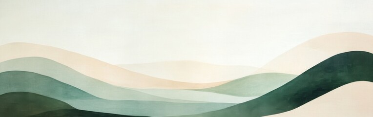 Nature-inspired artwork featuring sweeping arcs of muted green pencil strokes in a serene landscape composition