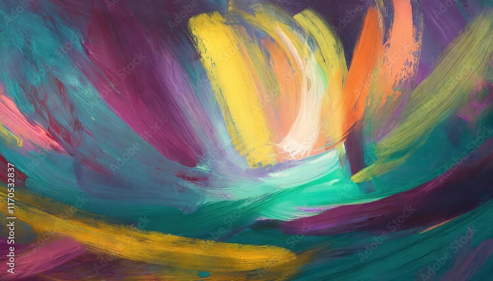 Poster vibrant dreamscape a fantasy abstract painting exploding with colorful whimsy and imagination, captu