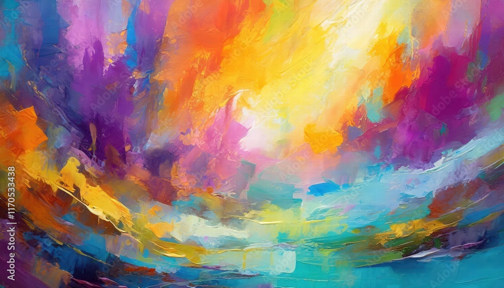Poster vibrant dreams a fantasy abstract painting that dances with color and imagination, inviting the view