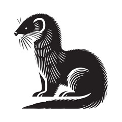 Mink silhouette for artistic design projects - Mink black vector
