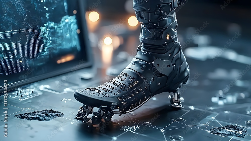 Poster quantum computing driven adaptive design for prosthetic feet with holographic simulations showcasing