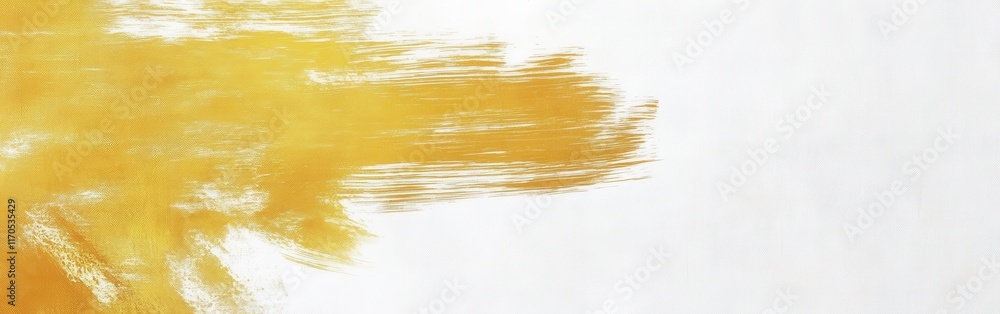 Poster muted gold brush strokes create an elegant contrast against a minimalist white background for artist