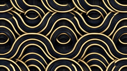 Obraz premium Bold circular shapes interlocking with clean lines, seamless abstract pattern, vector, eye-catching and commercial-ready