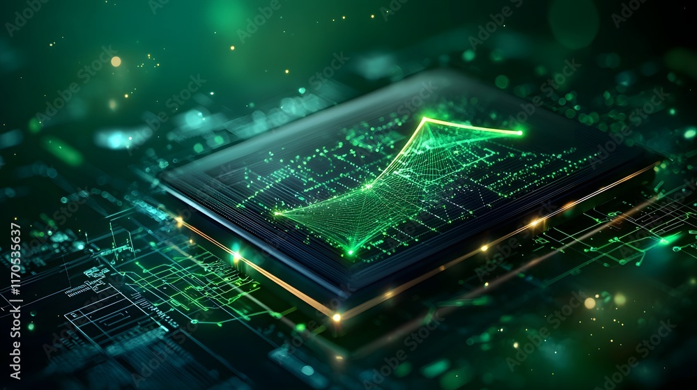 Poster Quantum Computing Analyzing Dynamic 3D Trigonometric Model with Rotating Axes and Glowing Angles