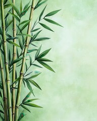 Naklejka premium Chinese New Year Watercolor Advertising Lunar Bamboo in Soft Green Copy Space
