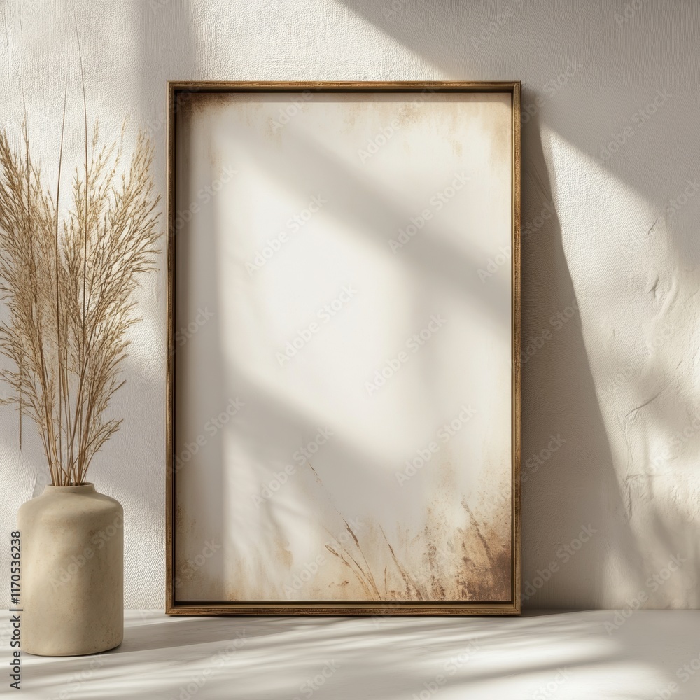 Poster frameless art display mock-up, showcasing versatile blank canvas for creative design applications, i