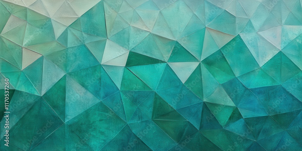 Aufkleber Geometric texture design with shades of green and blue in a triangular pattern creating a modern visual effect
