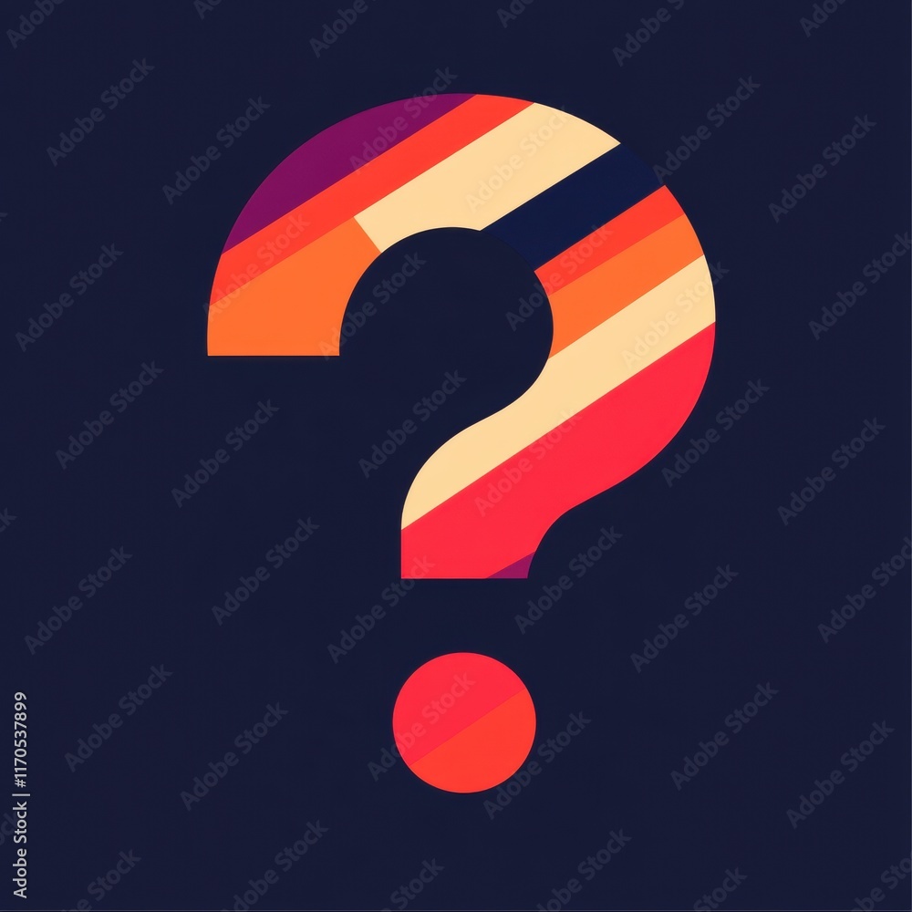 Poster bold red question mark icon with a transparent background, featuring clean lines for impactful visua