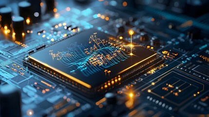 Futuristic digital visualization of Fourier series decomposition using trigonometric functions on a quantum computer with glowing wave animations and phase diagrams leaving copy space on the right