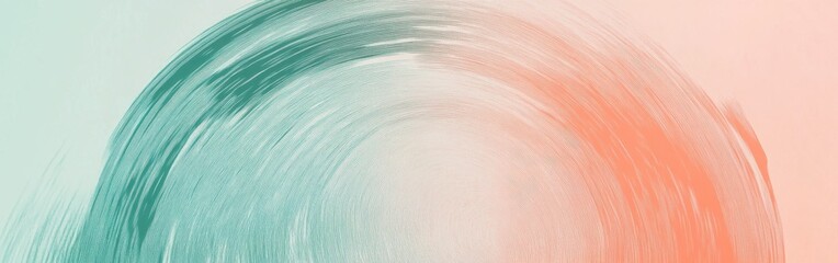 Circular strokes in teal create a soft, abstract aesthetic with a pop of orange for visual interest and depth in the composition