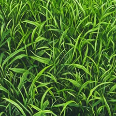 Obraz premium Lush Green Grass Texture Layered Design, vibrant, detailed, organic feel, perfect for backgrounds or graphic elements, transparent PNG.