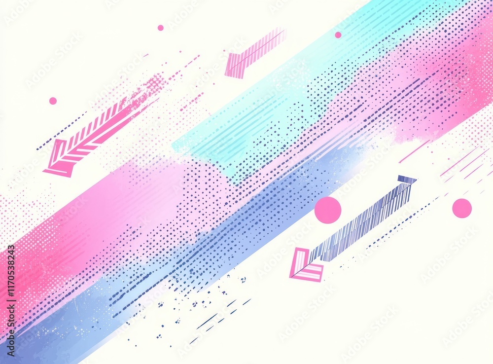 Poster colorful arrows and diagonal lines geometric seamless pattern